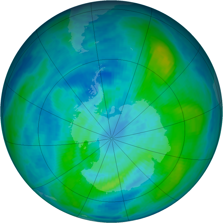Antarctic ozone map for 24 March 1987